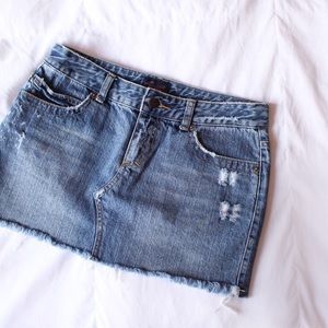 Vintage Distressed Denim Mini Skirt